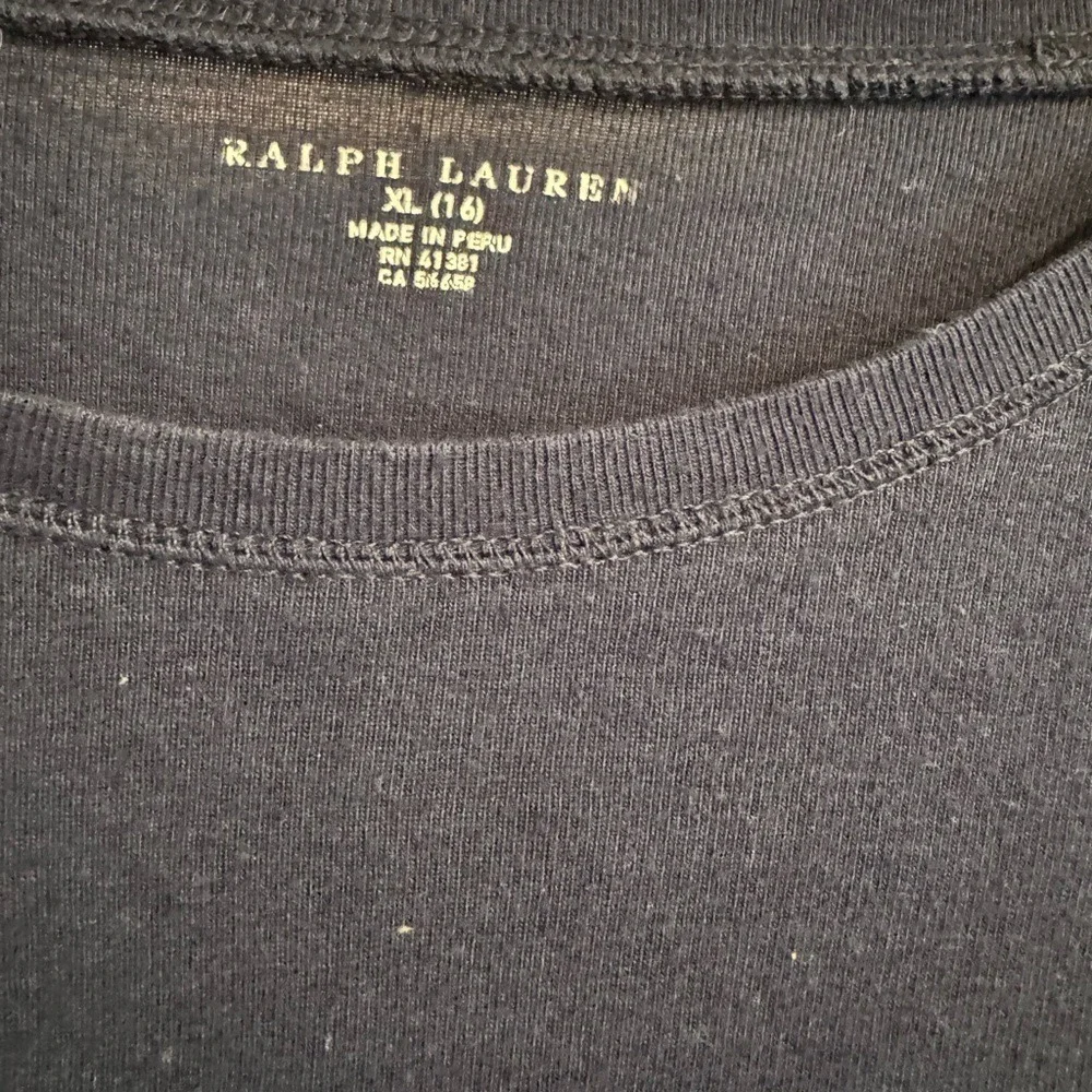 Ralph Lauren Girls Navy Blue Long‎ Sleeve Pima Cotton Modal Tee Shirt XL 16
